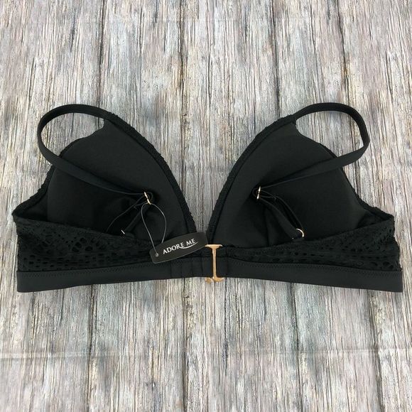 Adore Me Haukea Black Lace Triangle Bikini Top NWT size L - Picture 4 of 10